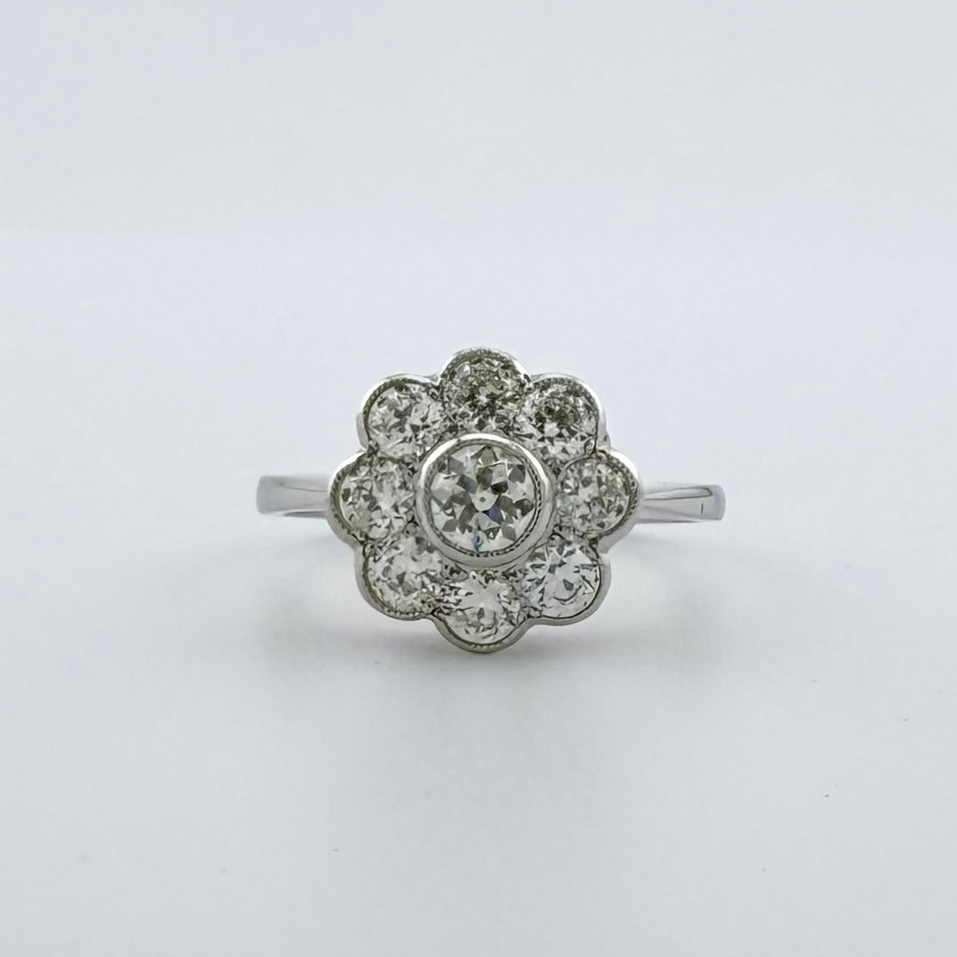 Platinum Natural Diamond Daisy Ring