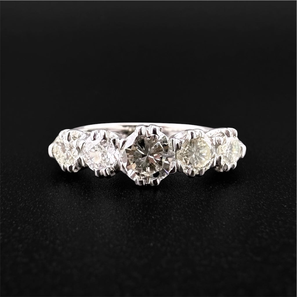 18ct White Gold Five-Stone Diamond Ring | Size M