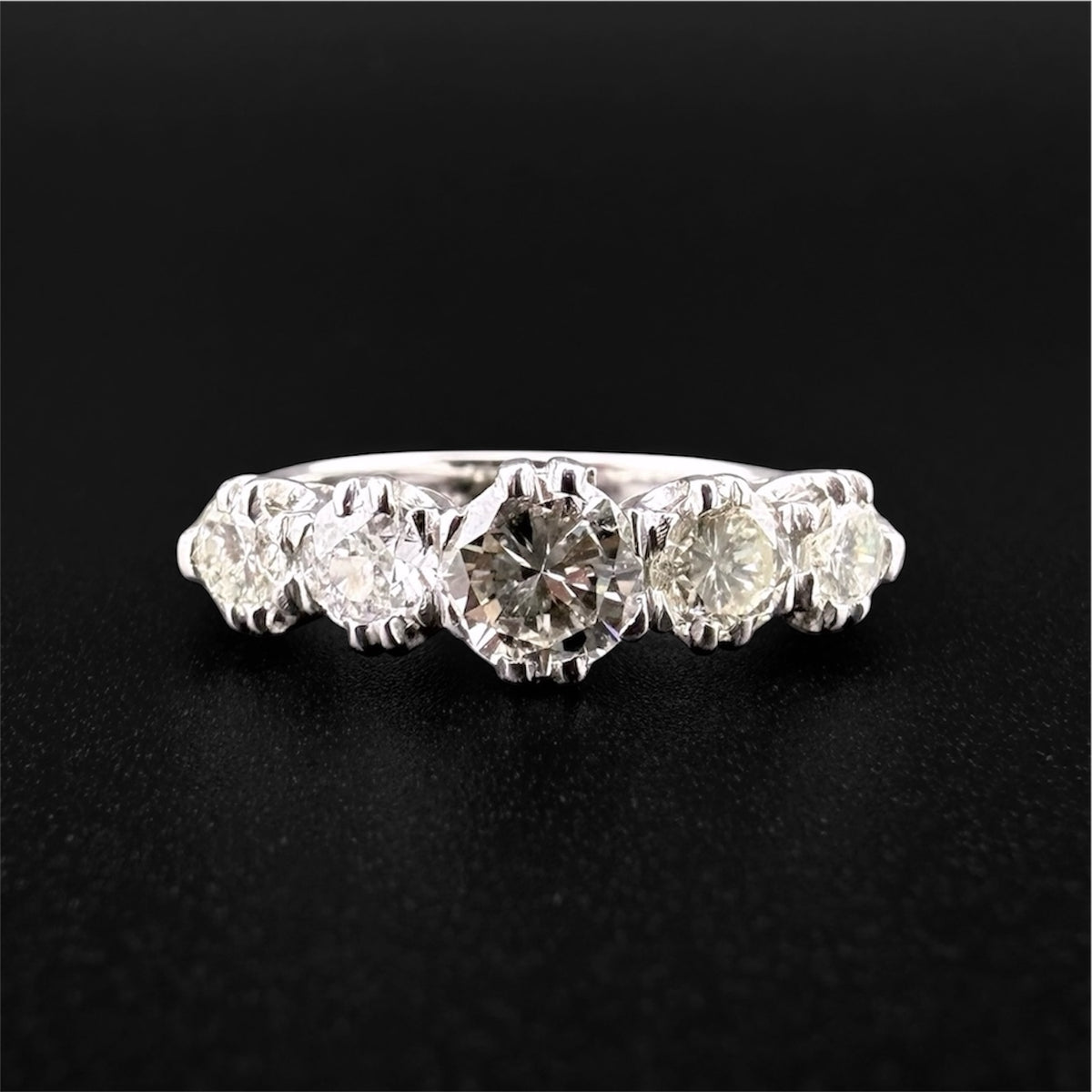18ct White Gold Five-Stone Diamond Ring | Size M