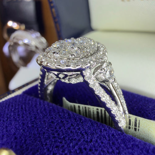 14k White Gold 1.50ct Natural Diamond Cluster - Size P