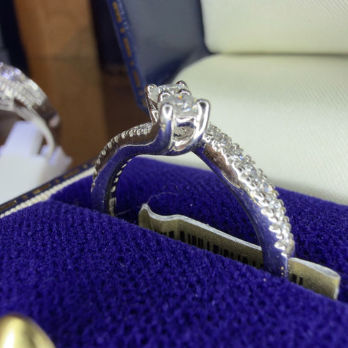 14K White Gold 0.50ct Natural Diamond Ring - Size N