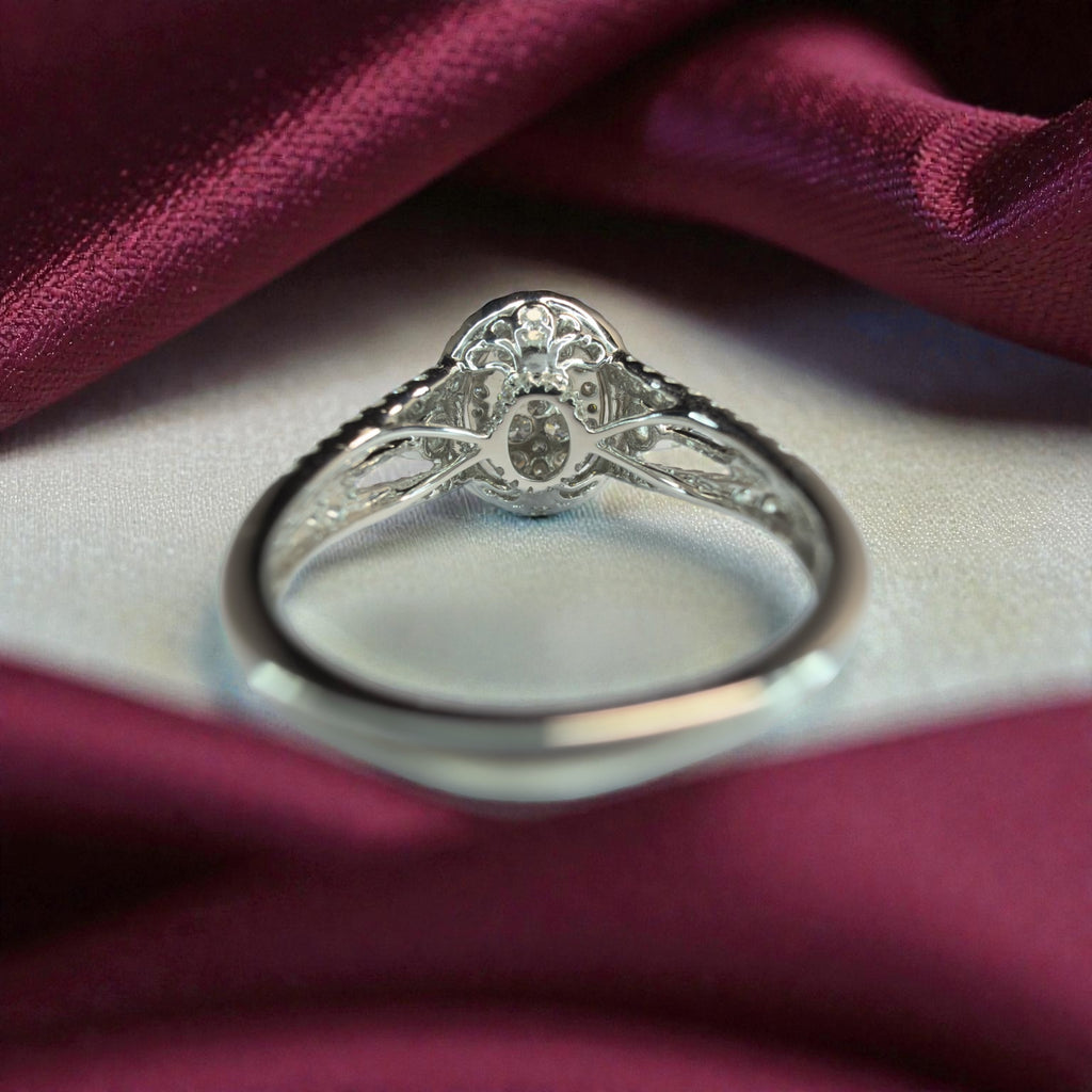 14k White Gold 1.50ct Natural Diamond Cluster - Size P