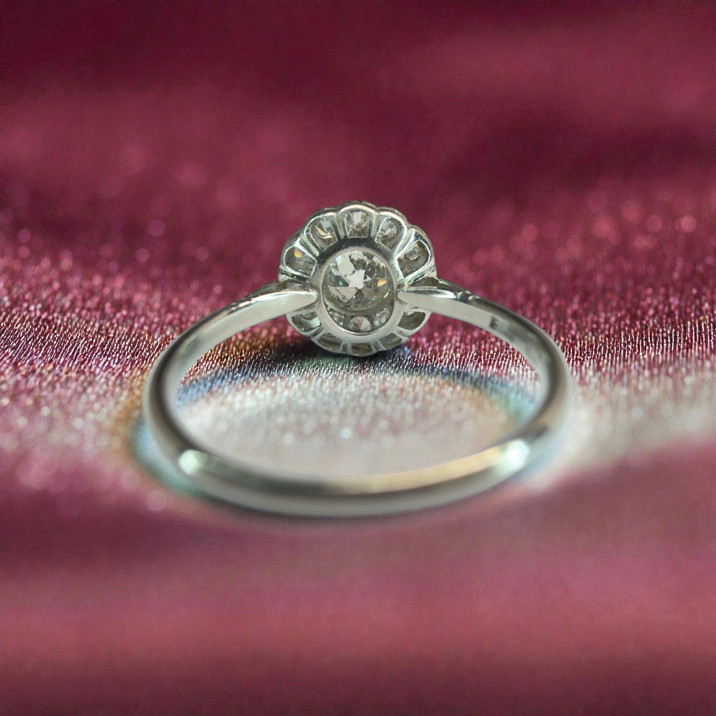 Platinum Art Deco Style Diamond Daisy Ring - Size L