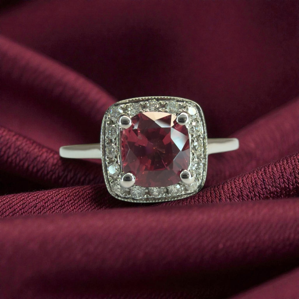 18K Natural Pink Spinel and Diamond Ring - Size M