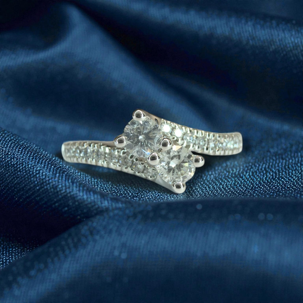 14K White Gold 0.50ct Natural Diamond Ring - Size N