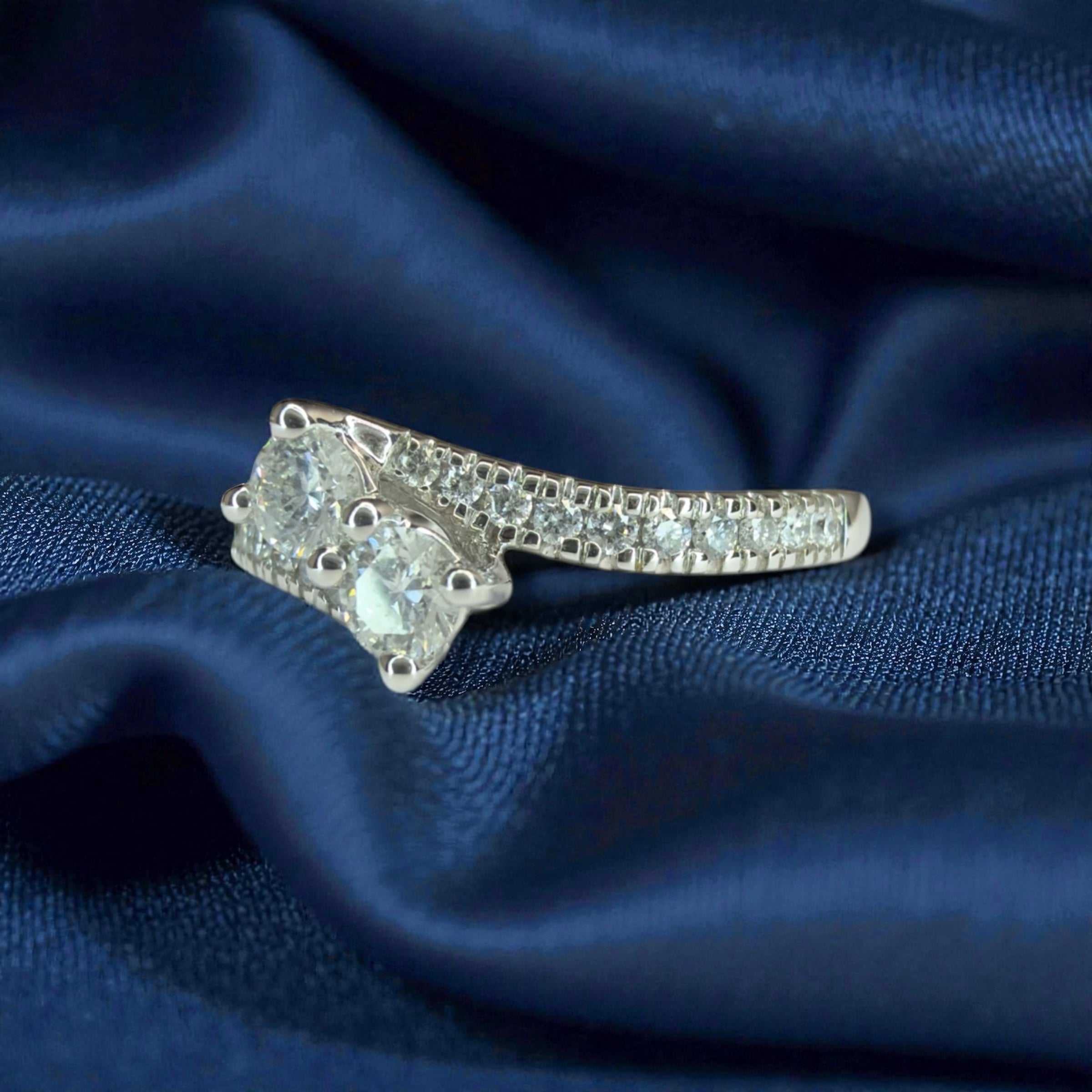 14K White Gold 0.50ct Natural Diamond Ring - Size N