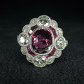 Pt 950 Ruby and Diamond Ring - Size L 1/2