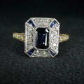 18ct Gold Sapphire and Diamond Ring - Size N 1/2