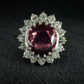 18ct Yellow Gold 2ct Rubellite Tourmaline and Diamond Ring - Size K