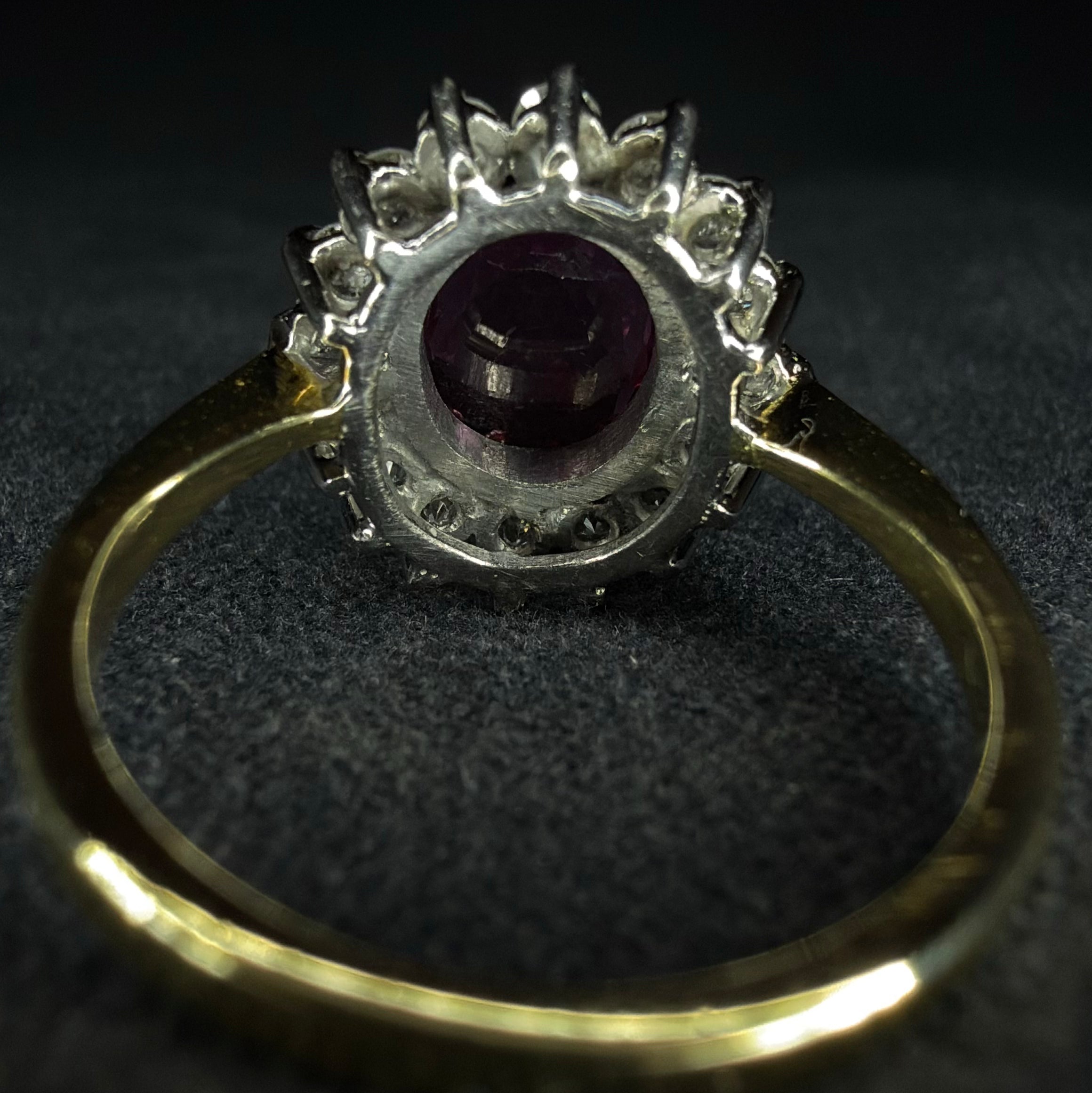 18ct Yellow Gold 2ct Rubellite Tourmaline and Diamond Ring - Size K
