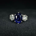 18ct Gold Natural Sapphire and Diamond Ring - Size M