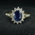 18ct Sapphire and Diamond Ring - Size R 1/2