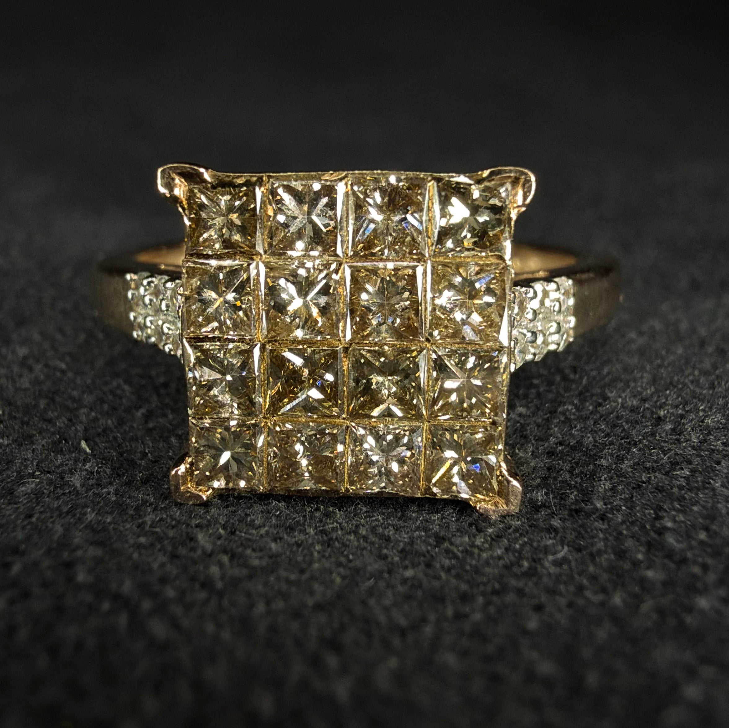 9ct Rose Gold Champagne Diamond Ring - Size N 1/2