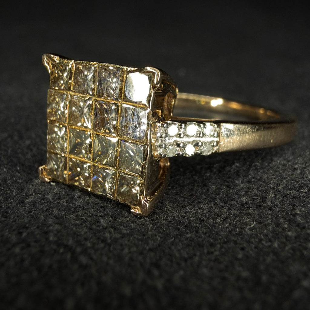 9ct Rose Gold Champagne Diamond Ring - Size N 1/2