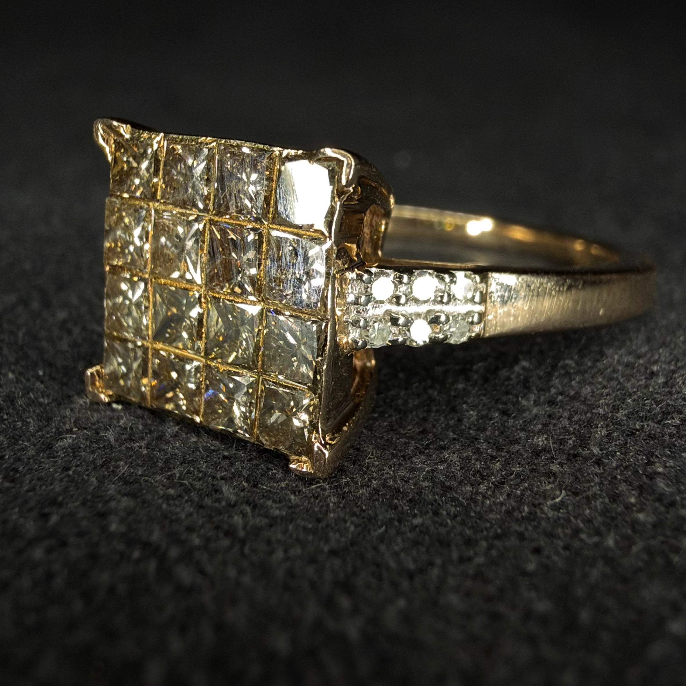 9ct Rose Gold Champagne Diamond Ring - Size N 1/2