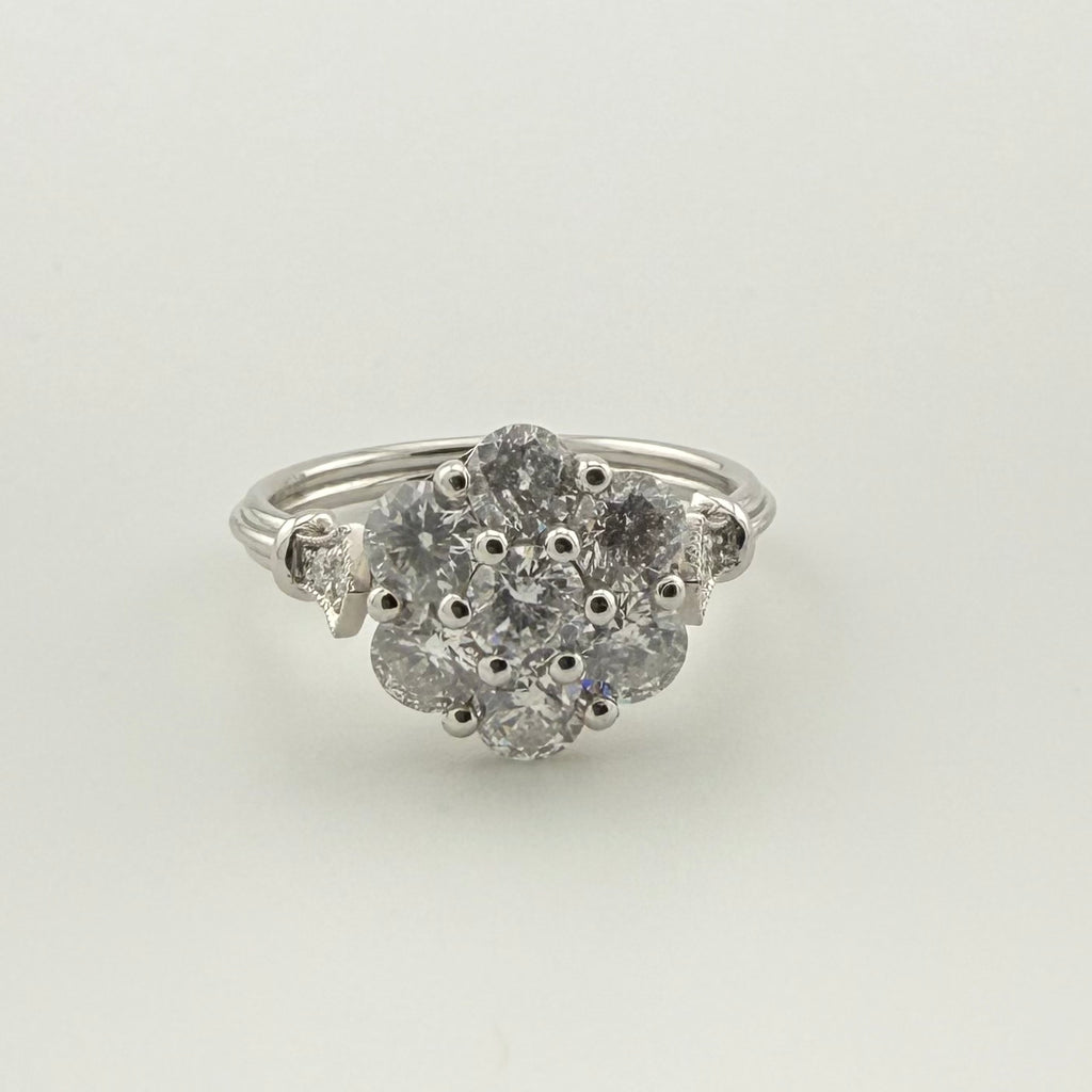 Plat 950 1.5ct diamond Daisy Ring - Size L 1/2
