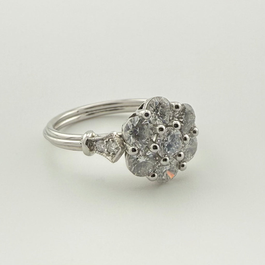 Plat 950 1.5ct diamond Daisy Ring - Size L 1/2