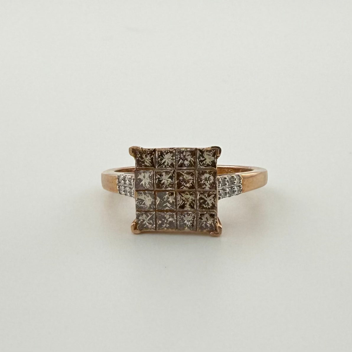 9ct Rose Gold Champagne Diamond Ring - Size N 1/2