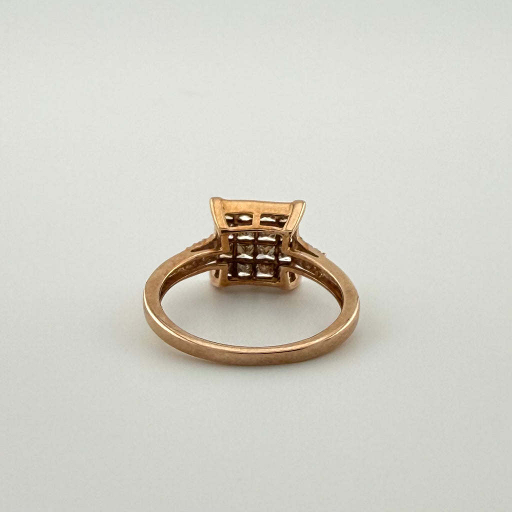 9ct Rose Gold Champagne Diamond Ring - Size N 1/2