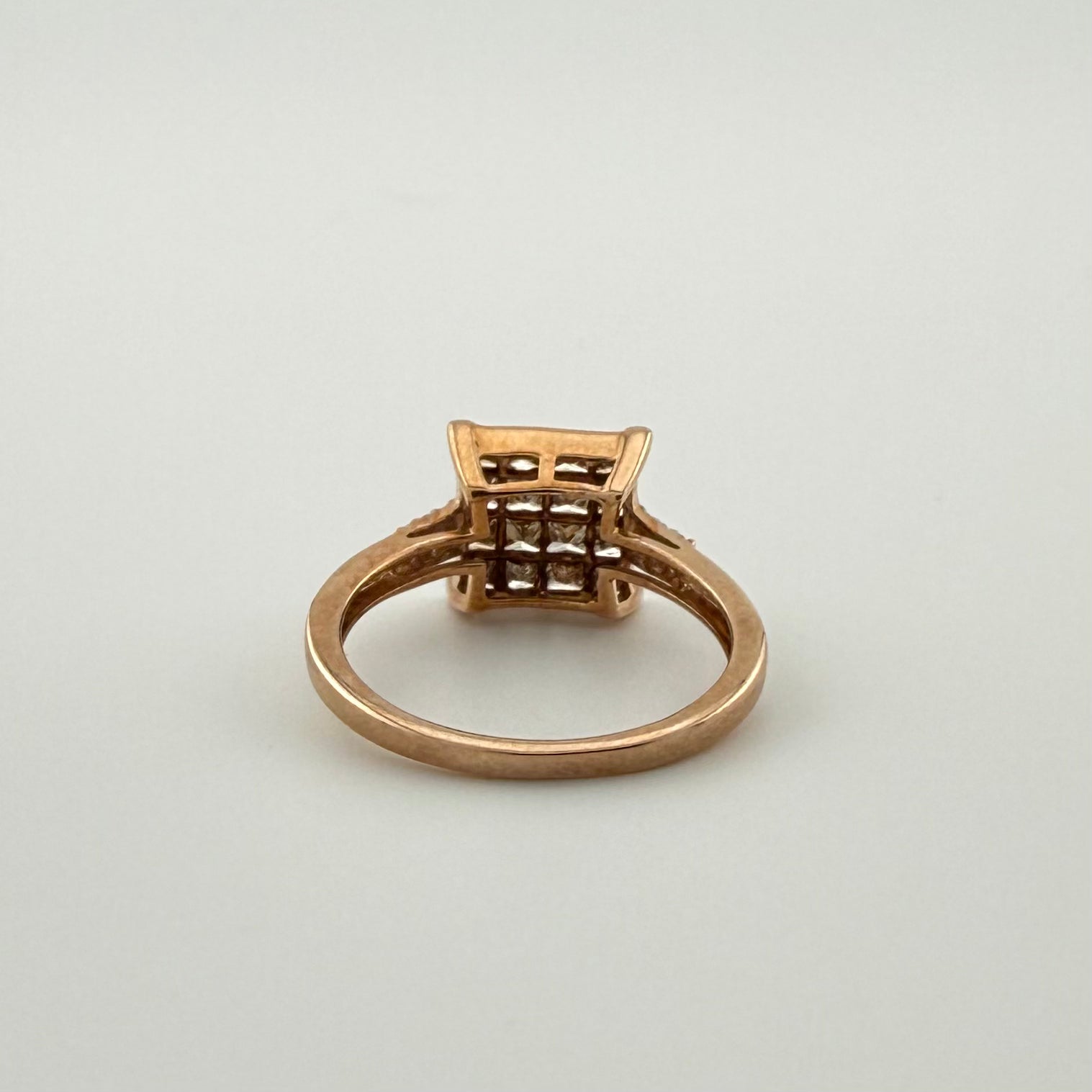 9ct Rose Gold Champagne Diamond Ring - Size N 1/2
