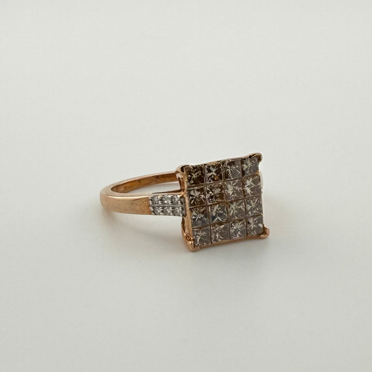 9ct Rose Gold Champagne Diamond Ring - Size N 1/2