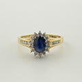 18ct Sapphire and Diamond Ring - Size R 1/2