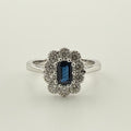 18ct White Gold Sapphire and Diamond Ring - Size M
