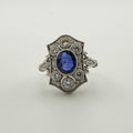 Platinum art deco style sapphire and diamond ring - Size L