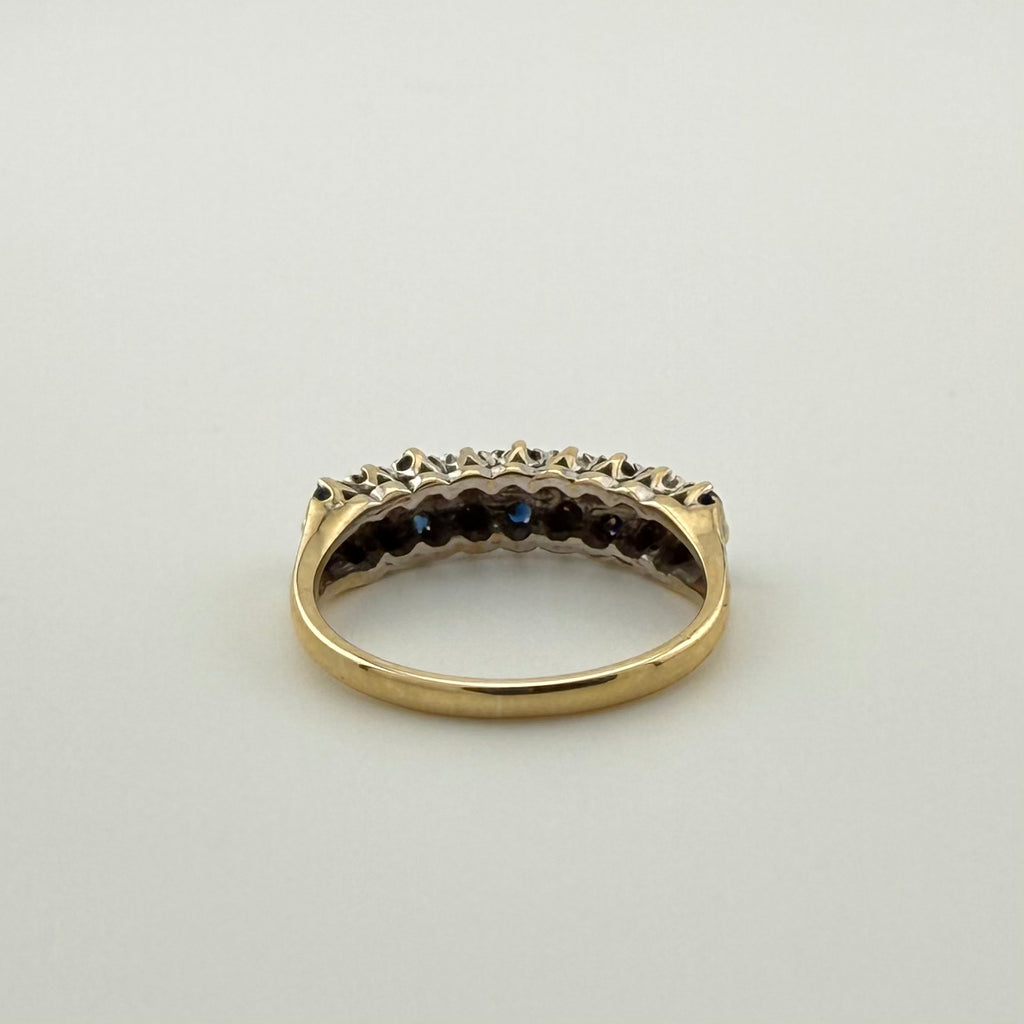 9ct Gold Diamond and Sapphire ring - size K 1/2
