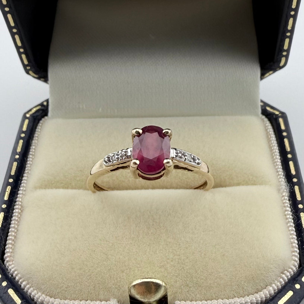 9ct Yellow Gold Ruby & Diamond Ring