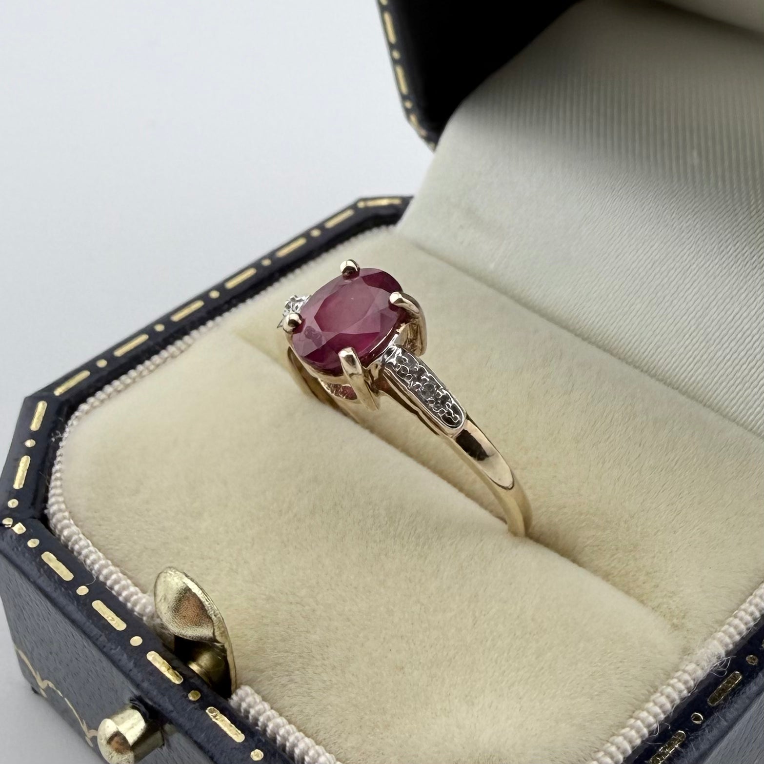 9ct Yellow Gold Ruby & Diamond Ring
