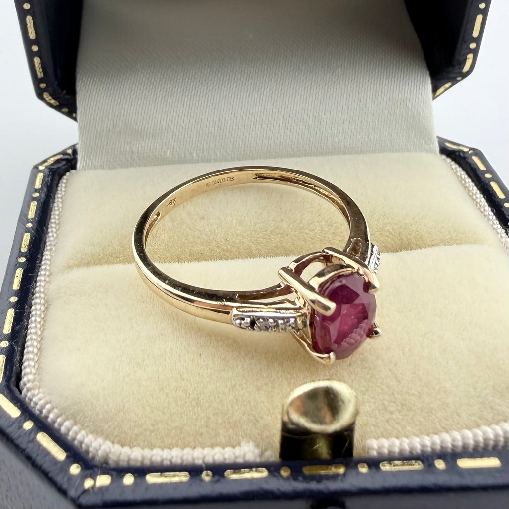 9ct Yellow Gold Ruby & Diamond Ring