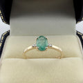 9ct Yellow Gold Emerald & Diamond Three-Stone Ring