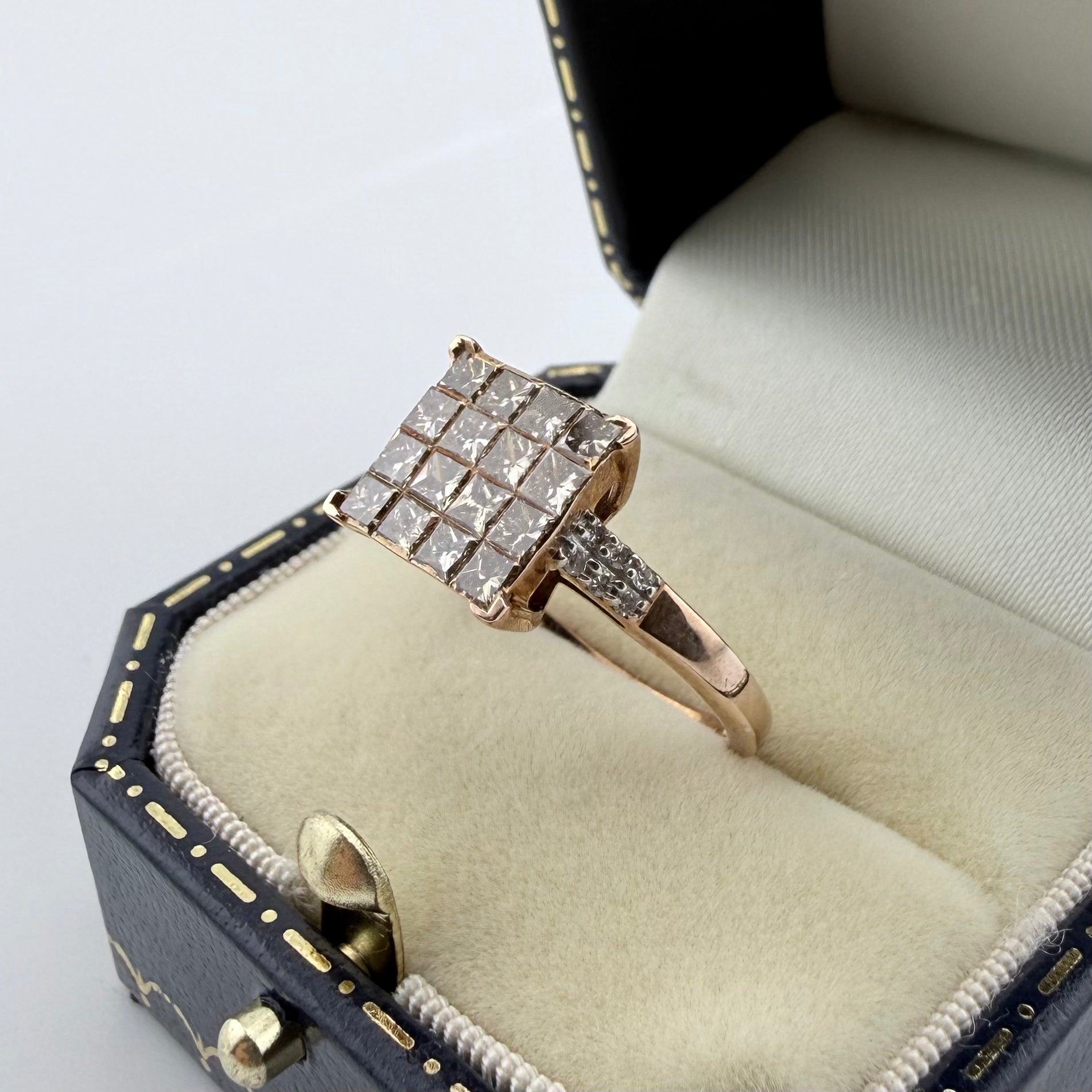 9ct Rose Gold Champagne Diamond Ring - Size N 1/2