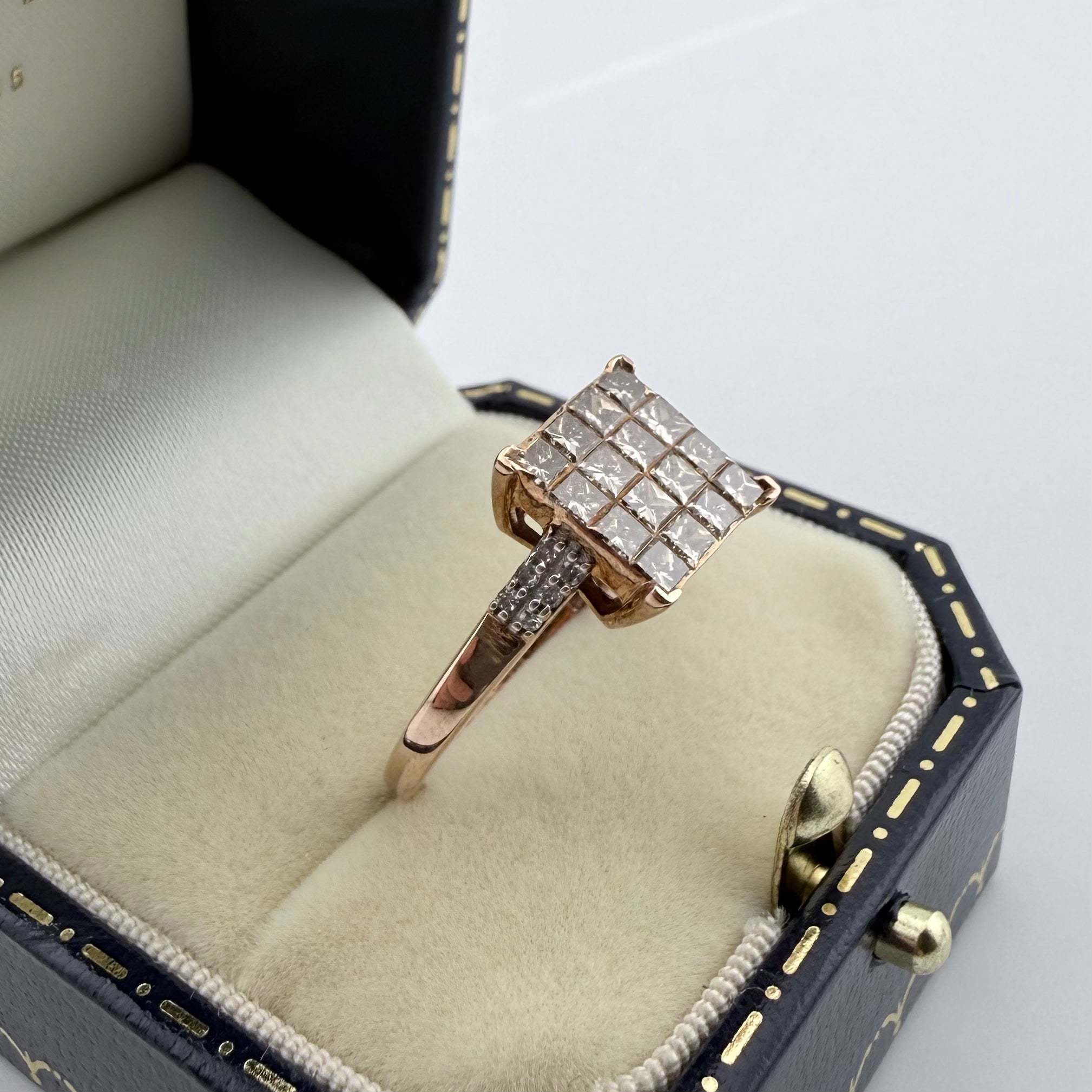 9ct Rose Gold Champagne Diamond Ring - Size N 1/2