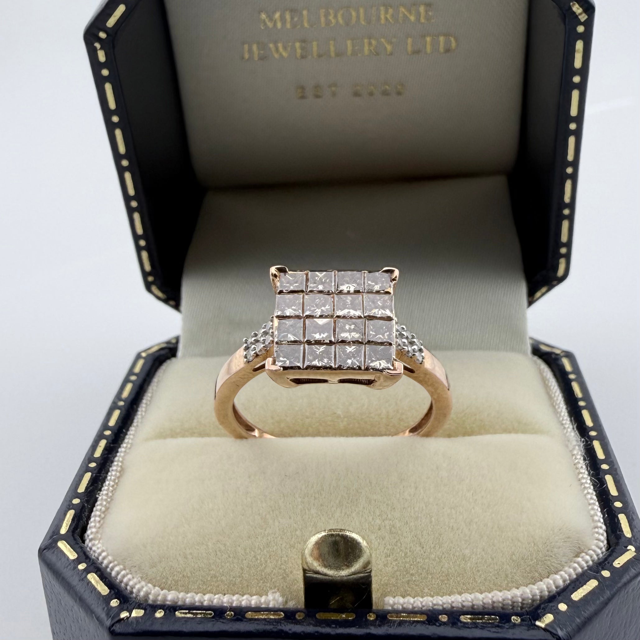 9ct Rose Gold Champagne Diamond Ring - Size N 1/2