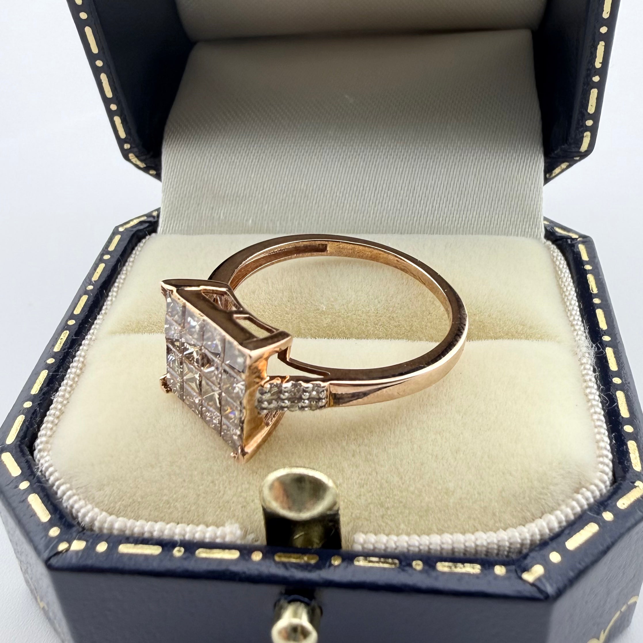 9ct Rose Gold Champagne Diamond Ring - Size N 1/2